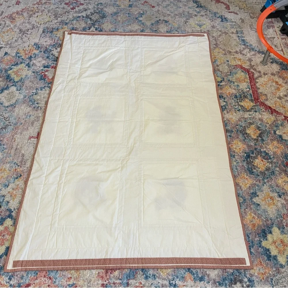 Cute vintage Hummel cross stitch quilt 40” x 61.5” cottagecore rustic grandma